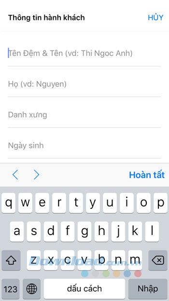 Thông tin hành khách Thông tin hành khách