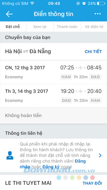 Xem lại thông tin Xem lại thông tin