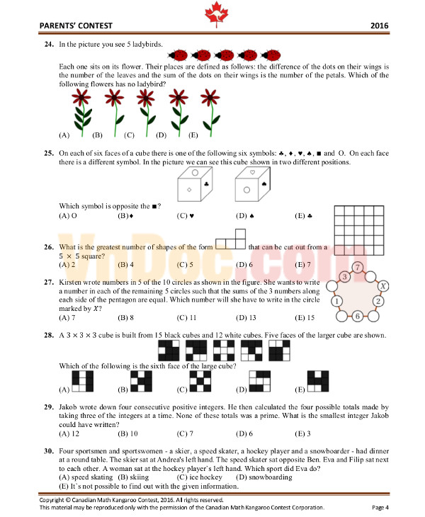 Thông tin kì thi Toán Quốc tế Kangaroo Math IKMC 2017