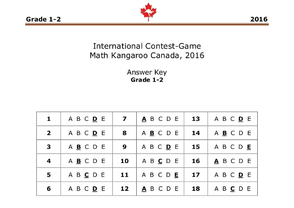 Đề thi Toán Quốc tế Kangaroo năm 2016 lớp 1