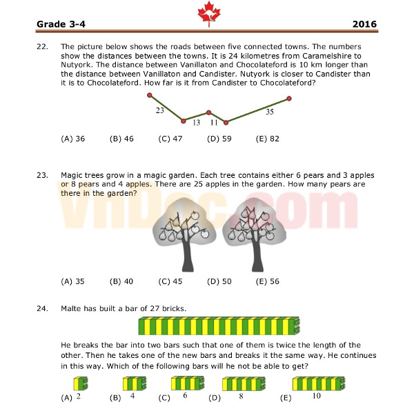 Tài liệu kỳ thi Math Kangaroo lớp 3- 4