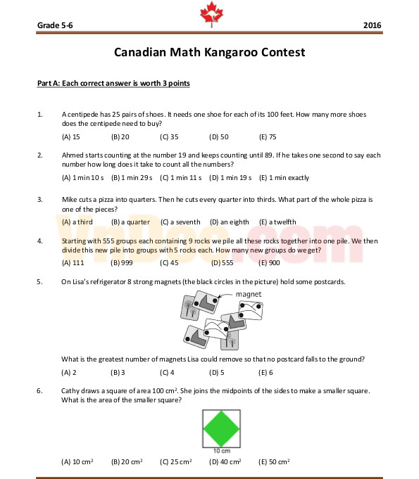 Đề thi Toán Quốc tế Kangaroo năm 2016 lớp 5