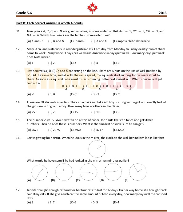 Đề thi Toán Quốc tế Kangaroo năm 2016 lớp 5 có đáp án 