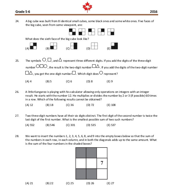 Đề thi thử toán quốc tế Kangaroo