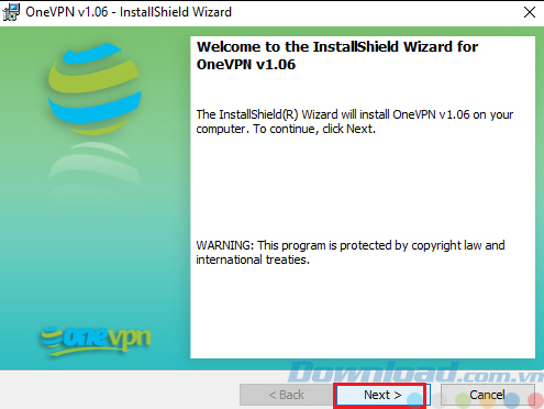 Chọn Next để bắt đầu quá trình cài đặt
