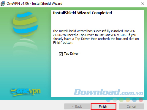 Kết thúc cài đặt bằng chọn Finish