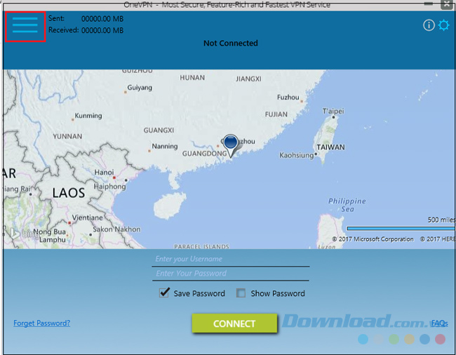 Chọn biểu tượng Menu trên góc trái