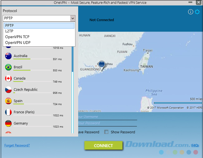Chọn Protocol và Location