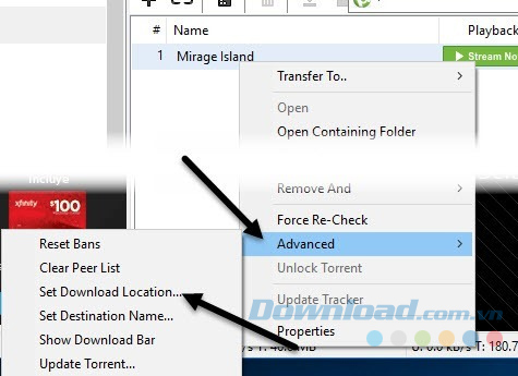 Ấn Set Download Location để thay đổi vị trí lưu