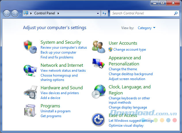 Click vào Programs and Features.