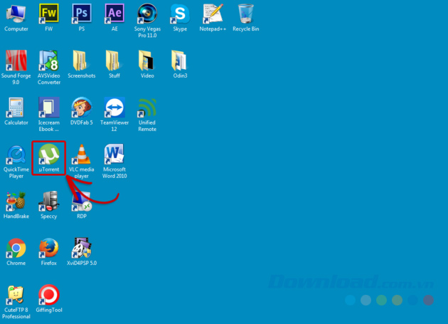 Mở phần mềm uTorrent