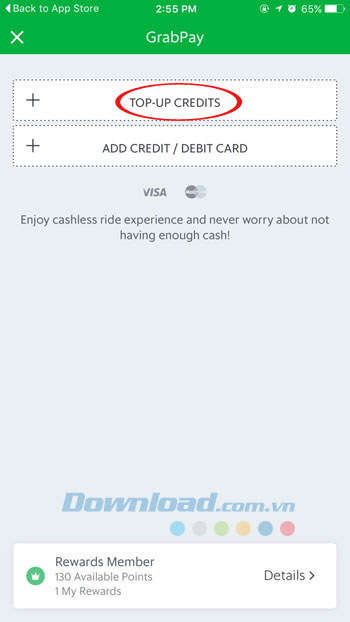 Chọn Top-up Credit