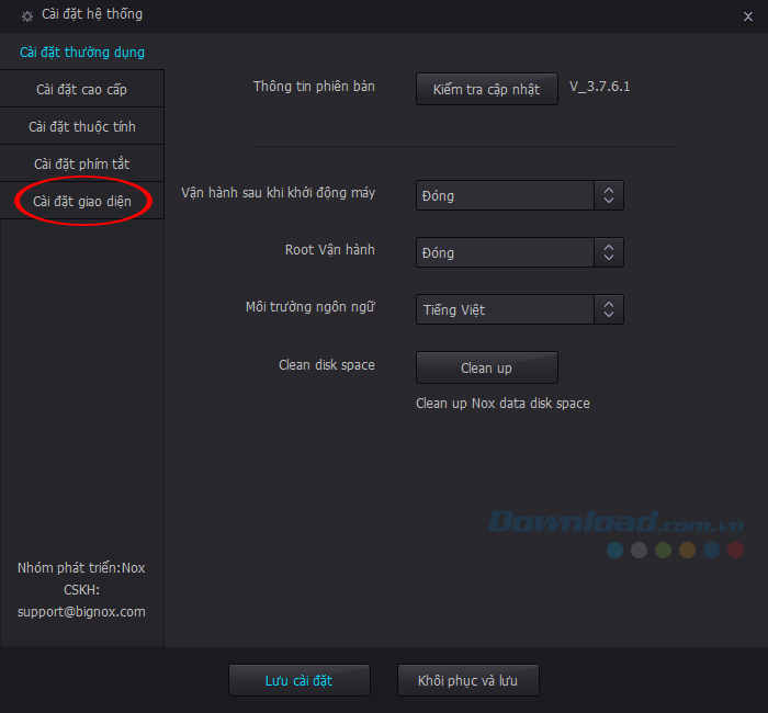 Cài đặt giao diện Cài đặt giao diện