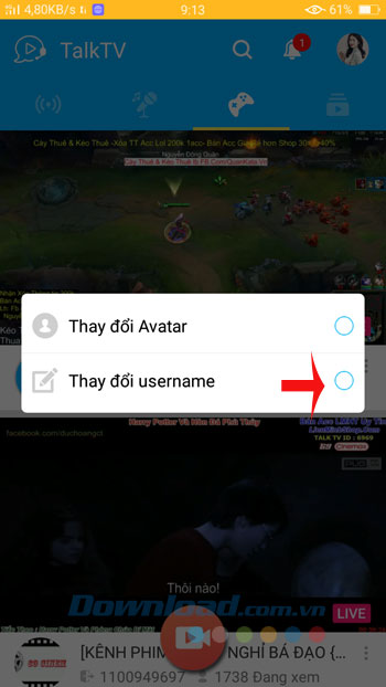 Thay đổi Username