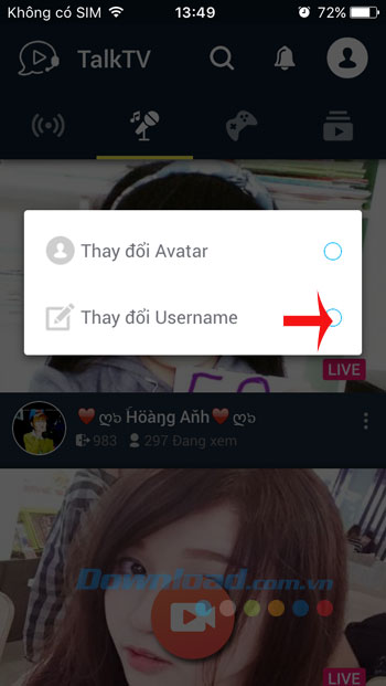 Thay đổi Username