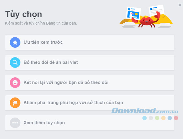 Tùy chọn bảng tin Facebook Tùy chọn bảng tin Facebook
