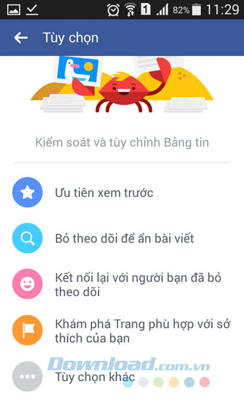 Tùy chọn bảng tin Tùy chọn bảng tin