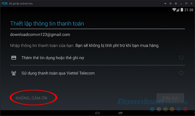 Thiết lập thông tin thanh toán