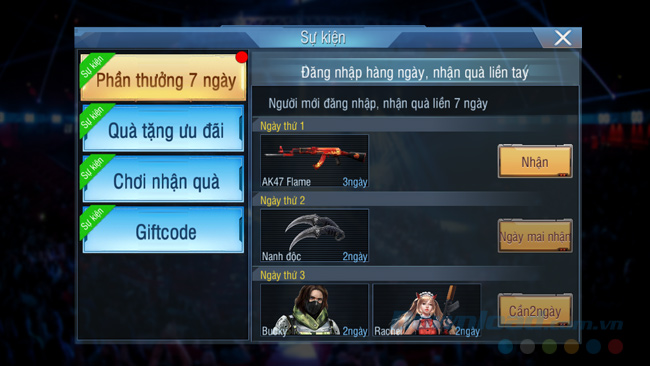 Thưởng đăng nhập