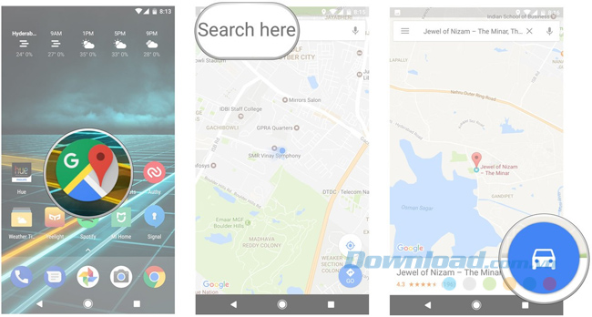 Mở Google Maps và nhập địa điểm
