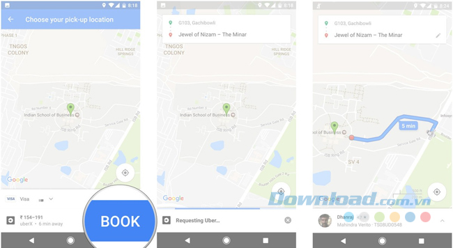 Nhấn Book để hoàn tất việc đặt xe