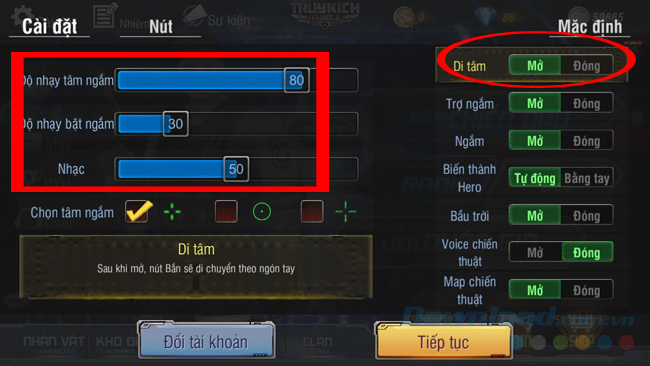 Chỉnh độ nhạy