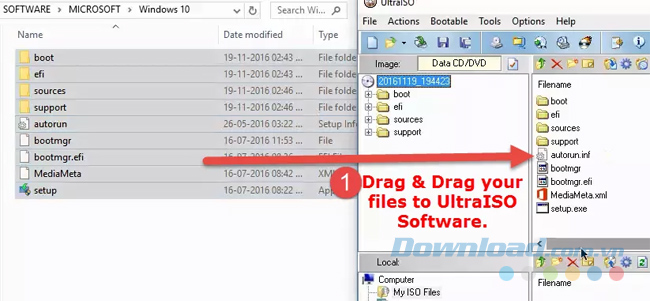 Kéo và thả các file vào phần mềm
