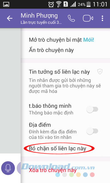 Bỏ chặn số liên lạc này