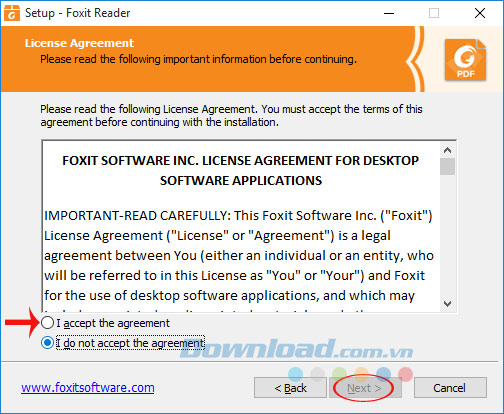 Đồng ý cài đặt Foxit Reader