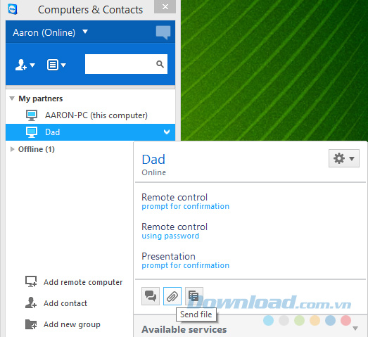 Click vào Computer & Contacts để chia sẻ Click vào Computer & Contacts để chia sẻ