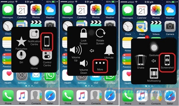 Chụp màn hình iPhone bằng Home ảo