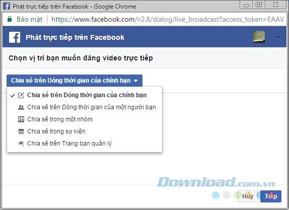 Chọn vị trí chia sẻ
