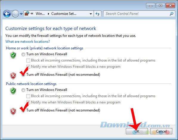 Tắt tường lửa