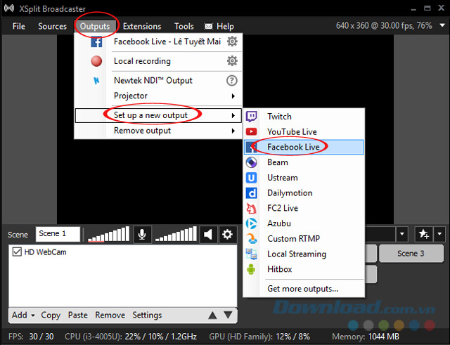 Chọn đầu ra Chọn đầu ra