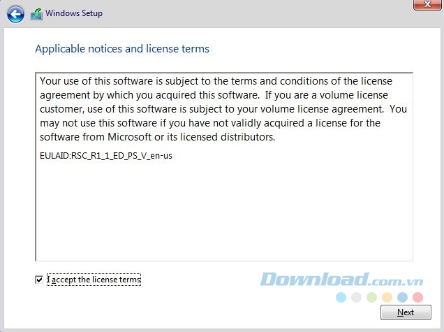 Tích vào I accept the licensing agreement Tích vào I accept the licensing agreement