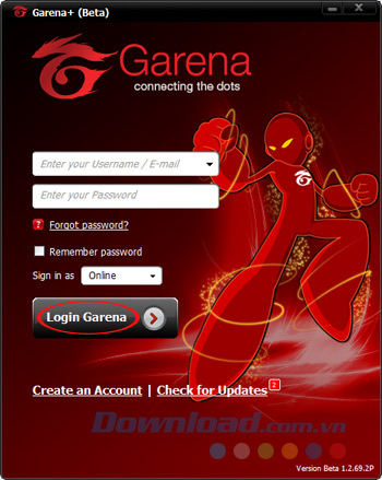 Cách đăng nhập Garena trên máy tính