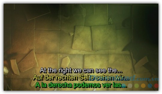 Các phụ đề được hiển thị với các màu khác nhau