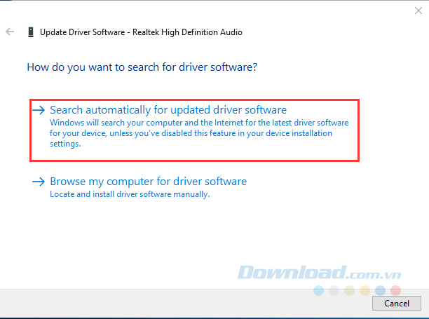 Cập nhật driver Cập nhật driver