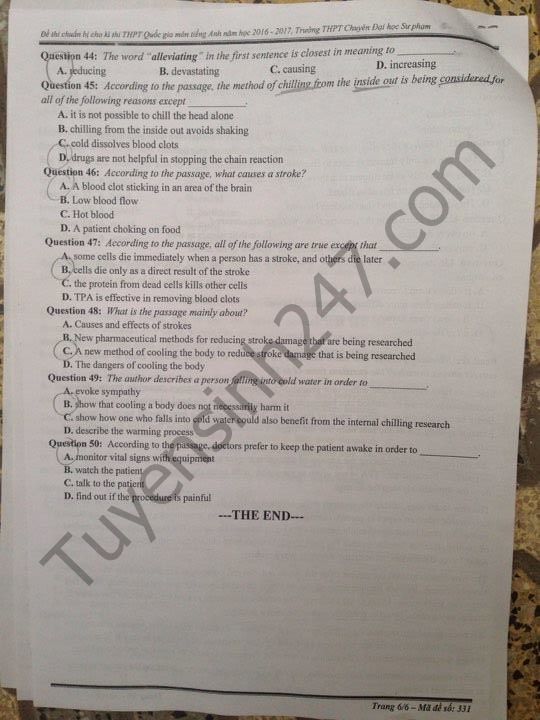 Đề thi thử THPT Quốc gia môn tiếng Anh 2017 có đáp án Đề thi thử THPT Quốc gia môn tiếng Anh 2017