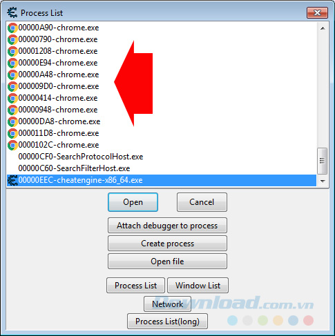 Process list Process list