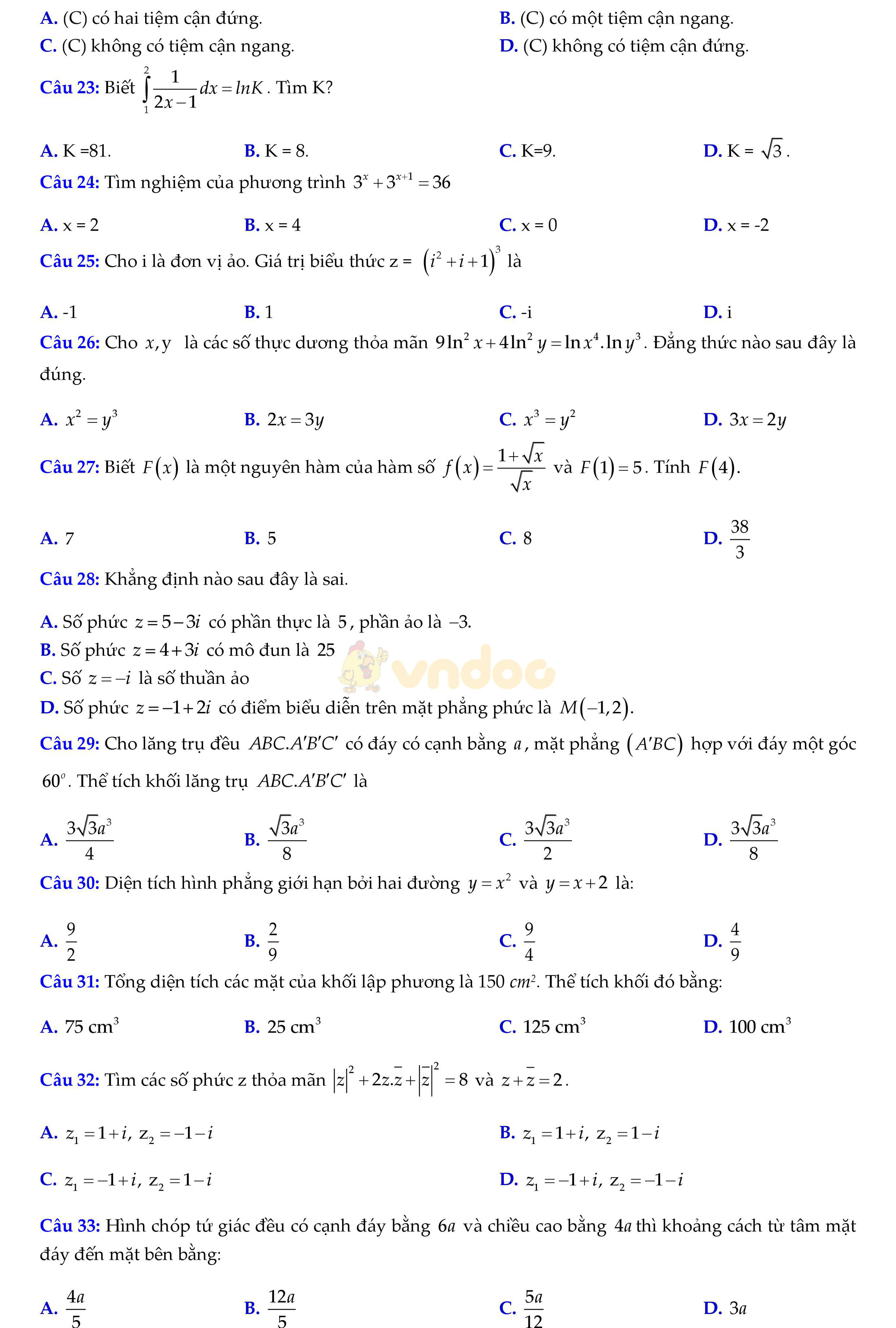 Đề thi thử THPT Quốc gia năm 2017 môn Toán Đề thi thử THPT Quốc gia năm 2017 môn Toán