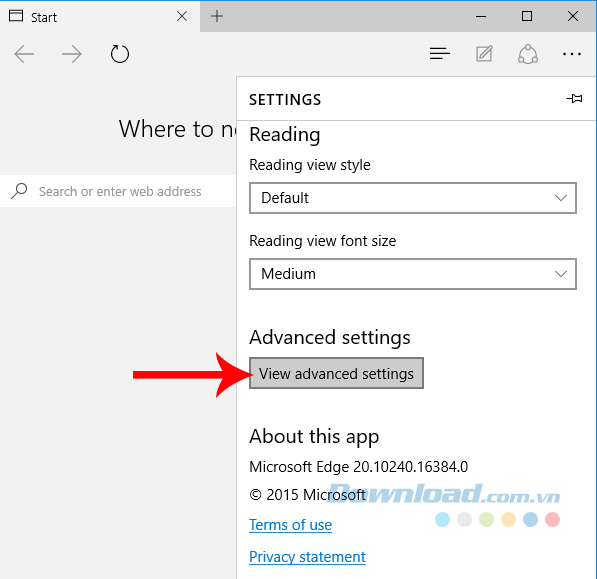 View advanced settings