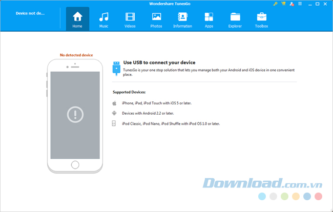 Khởi động Wondershare TunesGo