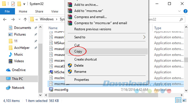 Chọn file mscms.dll Chọn file mscms.dll