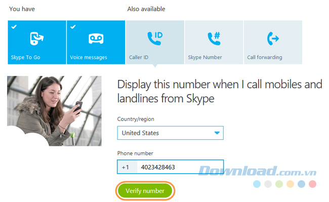 Thiết lập ID cho cuộc gọi từ Skype