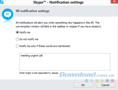 Nhận thông báo từ khóa