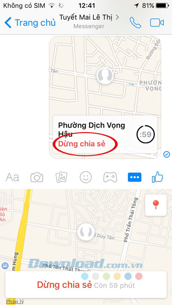 Dừng chia sẻ vị trí