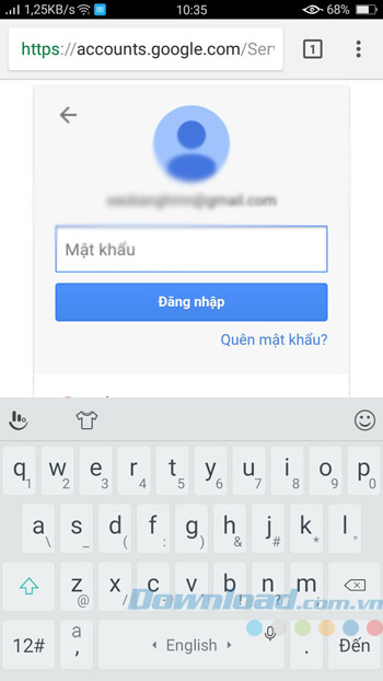 Nhập mật khẩu Gmail