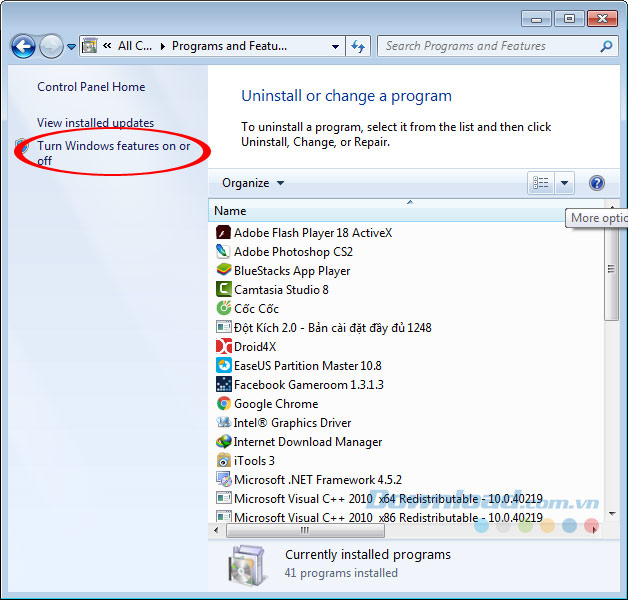 Windows features Windows features