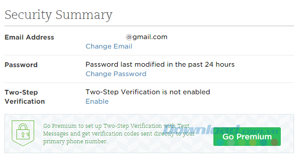 Kích hoạt tính năng xác thực hai bước